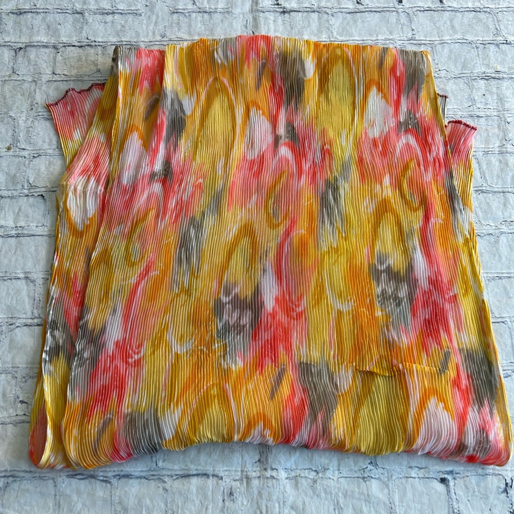 RAZ EASTER COLORS CRINKLE PLEATED ACCORDION PATTERN SILK OVERSIZED SCARF